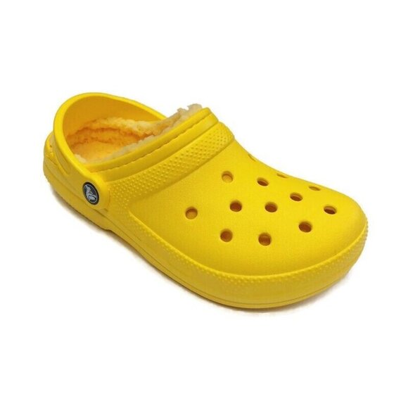 Crocs Classic Mens 4 Womens 6 Lined Slip On Clogs Shoes Sandals Lemon Yellow - Picture 1 of 7